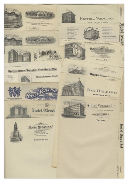 Moe Howard's Lot of Unused Hotel Stationery From Various Cities, Circa 1930s -- Comprising 35pp. -- Very Good to Near Fine